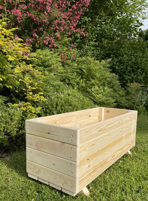B&Q -  Extra Deep Large Wooden Planter Vegetable Outdoor Trough Natural
