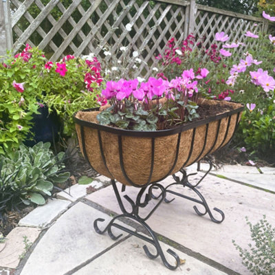 Metal Planter with Legs Trough Garden Pot Elevated Raised Bed Patio Flower Boxes - Image 2