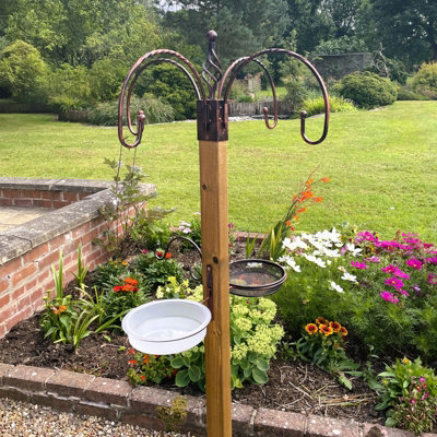 Ruddings Wood Wooden Patio Wild Bird Feeding Station Freestanding Birds Water And Seed Dishes from B&Q