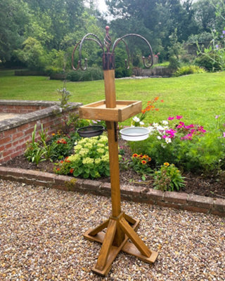 Ruddings Wood Heavy Duty Patio Bird Table Feeding Station Freestanding Wooden Garden Bird Feeders from B&Q
