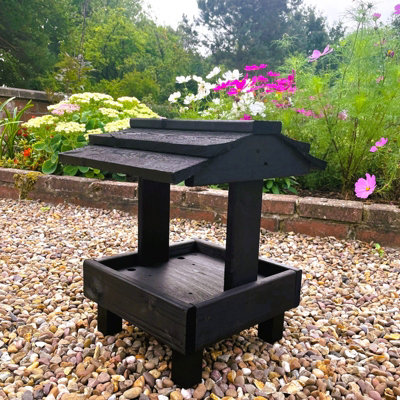 Ruddings Wood Wooden Ground Feeder Bird Table Garden Wild Bird Raised Feeding Table Black from B&Q