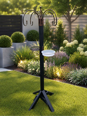 Ruddings Wood Patio Black Wooden Wid Bird Feeding Station Bird Water Seed Freestanding Feeders from B&Q