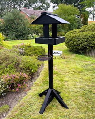 Ruddings Wood Black Bird Table Garden Wooden Bird Feeding Station Feeder Stand Water Bath Seed Tray from B&Q