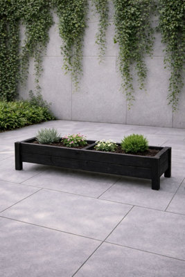 Ruddings Wood Wooden Long Raised Planter Trough Flowerpot Box Black (W)125Cm(H)29Cm from B&Q