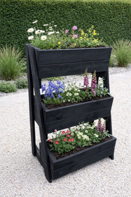 Ruddings Wood 3 Tier Vertical Wooden Garden Planter Ladder Style Raised Herb & Strawberry Black Planter 62Cm Wide from B&Q
