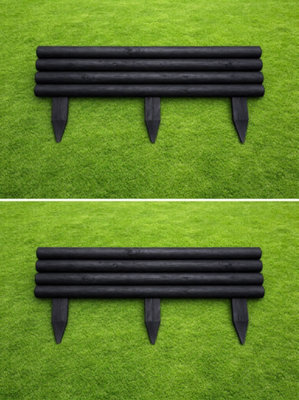 Ruddings Wood Black Wooden Log Roll Garden Edging Fixed Lawn Border Panels (H)280mm (Set Of 2) from B&Q