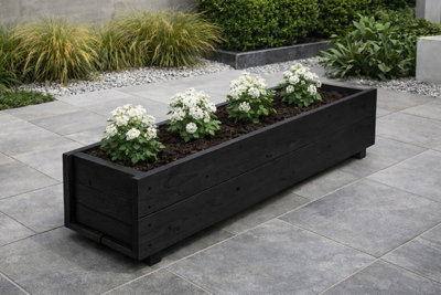 Ruddings Wood Wooden Planter Flower Trough Plant Flower Box Black (W)90Cm(H)22Cm from B&Q