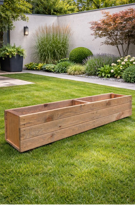 Ruddings Wood Outdoor Wooden Garden Planter Trough Container (W)120Cm(D)23Cm(H)25Cm from B&Q