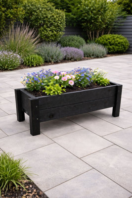 Ruddings Wood Wooden Raised Planter Trough Flower Plant Box Black (W)95Cm(H)29Cm from B&Q