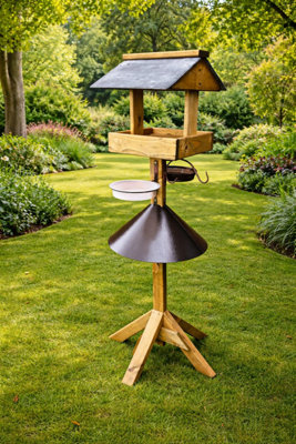 Ruddings Wood Wooden Bird Feeding Station With Slate Roof And Metal Squirrel Shield Baffle (H)130Cm from B&Q