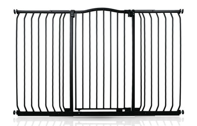 Safetots Black Extra Tall Curved Top Safety Gate, - 161Cm, Matt Extra Tall 100Cm In Height, Pressure Fit Stair Gate 152Cm