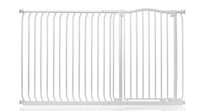 Safetots Extra Tall Curved Top Safety Gate, 171Cm - 180Cm, Matt Extra Tall 100Cm In Height, Pressure Fit Stair Gate White