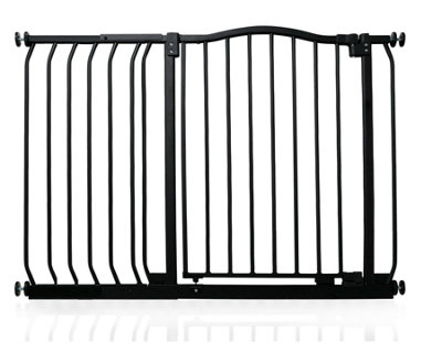 Safetots Curved Top Safety Gate107Cm116CmMatt BlackPressure Fit Stair Gate from B&Q