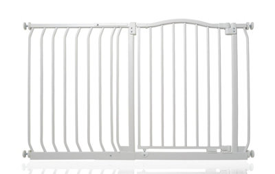 Safetots Curved Top Safety Gate, 116Cm - 125Cm, Matt Pressure Fit Stair Gate White