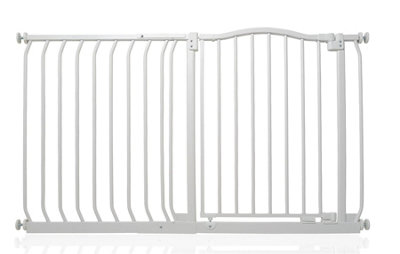 Safetots White Curved Top Safety Gate, - 134Cm, Matt Pressure Fit Stair Gate 125Cm