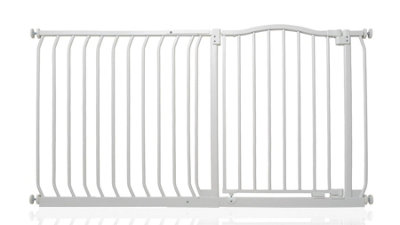Safetots White Curved Top Safety Gate, - 143Cm, Matt Pressure Fit Stair Gate 134Cm