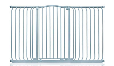 Safetots Extra Tall Curved Top Safety Gate, 152Cm - 161Cm, Matt Extra Tall 100Cm In Height, Pressure Fit Stair Gate Grey
