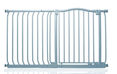 Safetots Grey Curved Top Safety Gate, - 134Cm, Matt Pressure Fit Stair Gate 125Cm