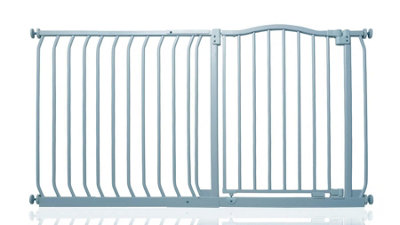 Safetots Grey Curved Top Safety Gate, - 143Cm, Matt Pressure Fit Stair Gate 134Cm