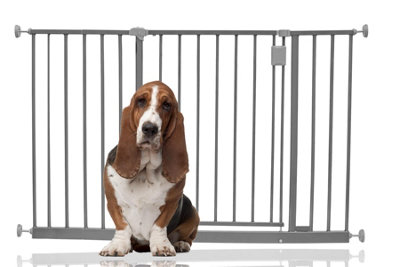 Bettacare Extra Wide Hallway Dog Gate116Cm121CmGreyPressure Fit Pet GatePuppy Safety Barrier from B&Q