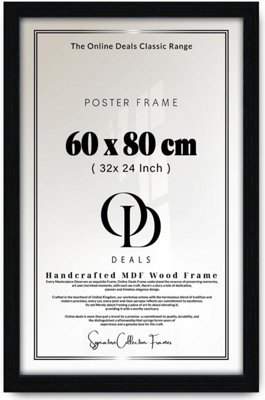 Od Deals 60X80 Cm Black Poster Frame Mdf Wood Flat Profile Perspex Front Wall Display Portrait Landscape from B&Q