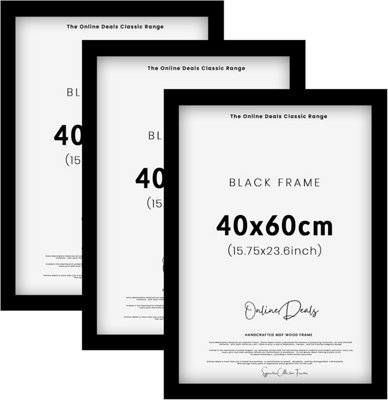 Od Deals Pack Of 3 40 X 60 Cm Eton Wood Poster Frames Black Wall Hanging Mount With Styrene Shatterproof Sheets from B&Q