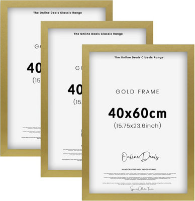Od Deals Pack Of 3 40 X 60 Cm Eton Wood Poster Frames Gold Wall Hanging Mount With Styrene Shatterproof Sheets from B&Q