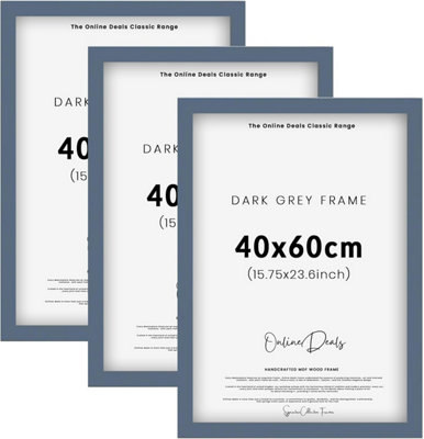 Od Deals Pack Of 3 40 X 60 Cm Eton Wood Poster Frames Dark Grey Wall Hanging Mount With Styrene Shatterproof Sheets from B&Q