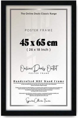 Od Deals Black Picture Frame 45X65Cm Mdf Finish Portrait & Landscape Hooks For Wall Art & Home Decoration from B&Q