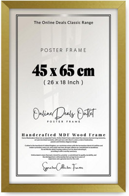 Od Deals Gold Picture Frame 45X65Cm Mdf Finish Portrait & Landscape Hooks For Wall Art & Home Decoration from B&Q