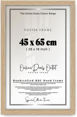 Od Deals Oak Picture Frame 45X65Cm Mdf Finish Portrait & Landscape Hooks For Wall Art & Home Decoration from B&Q