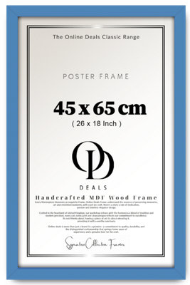 Od Deals Blue Picture Frame 45X65Cm Mdf Finish Portrait & Landscape Hooks For Wall Art & Home Decoration from B&Q