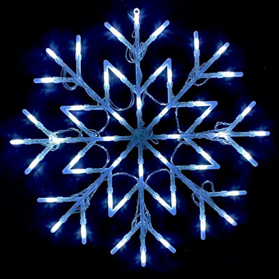 Almineez Christmas 50 Led White Snowflake Light Flashing Silhouette Window Xmas Festive Decoration Flashing Lights from B&Q