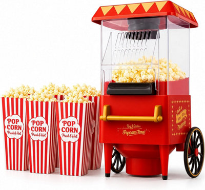 B&Q -  Retro Carnival Popcorn Maker Electric Fairground Popcorn Machine With Hot Air Circulation Popcorn Popper