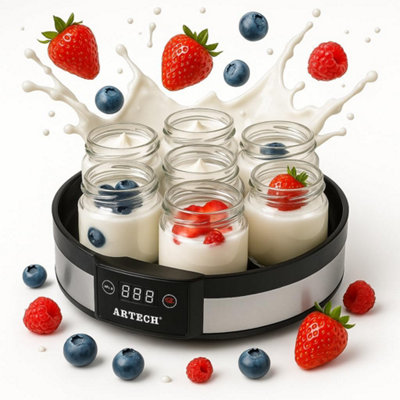 Almineez Digital Automatic Yogurt Maker With 7 Glass Jars Electric Yoghurt Maker from B&Q