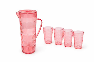 Almineez 2L Plastic Pitcher Jug With 4 X 350Ml Tumblers Glasses from B&Q