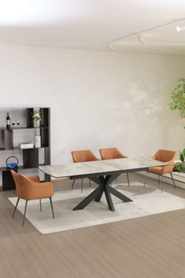 Interior Emporium Ie Nordic Rock Extendable Ceramic Dining TableRectangular Sintered Stone TopSeats Up To 8Without Chairs (Grey) from B&Q