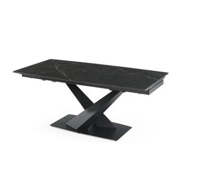 Interior Emporium Ie Nordic Rock Extendable Ceramic Dining TableRectangular Sintered Stone TopSeats Up To 8Without Chairs (Black) from B&Q