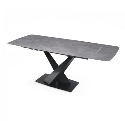 Interior Emporium Ie Nordic Rock Extendable Ceramic Dining Table (White)With 4 Rotating Chairs (Black Grey Green Teel) from B&Q