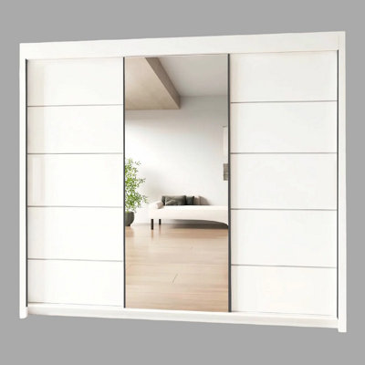 Interior Emporium Ie Oslo Wradrobe With Rails & Shelves With Led Light Sliding Door Wardrobe With Led Light ( White 150 Cm ) from B&Q