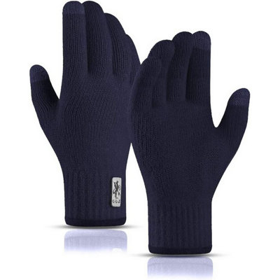 Accessotech Adult Blue Thermal Knitted Gloves Touchscreen Winter Gloves For Cold Weather Protection from B&Q
