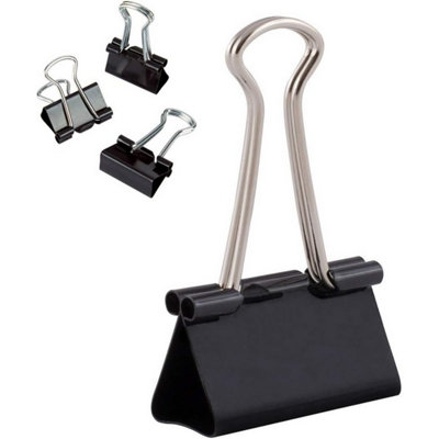 Accessotech 120 Pack 32mm Medium Bulldog Clips Strong Metal Paper Binder Clips from B&Q