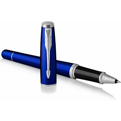 Accessotech Parker Urban Night Sky Blue Rollerball Pen Curved Ergonomic Chrome Trim Smooth Writing Gift Box from B&Q