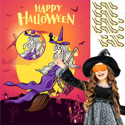 Accessotech Halloween Stick The Nose On The Witch Poster Party Game Large Fun Kids Family Activity from B&Q