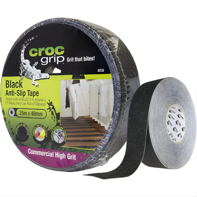 Accessotech 12X Croc Grip 25M Black Anti-Slip Tape Roll 48mm Heavy Duty Safety Grip Tape from B&Q