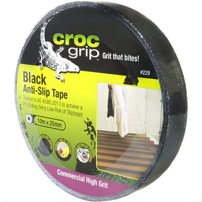 Accessotech 3X Croc Grip 10M Black Anti-Slip Tape Roll 25mm Heavy Duty Safety Grip Tape from B&Q
