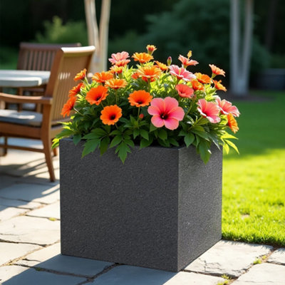 Idealist™ 50Cm Planter For TreesGrey Reinforced Stone Flower BoxLarge Square Outdoor Plant Pot from B&Q