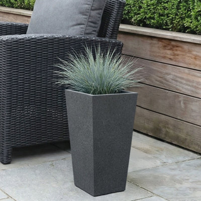 Idealist™ 38Cm Tall PlanterSpeckled Grey Light Concrete Garden PlanterOutdoor Small Plant Pot H38 L18 W18 Cm13L from B&Q