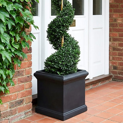 Idealist™ 35Cm PlanterBlack Reinforced Stone Victorian Square Garden Planter With Drainage HolesOutdoor Plant Pot from B&Q