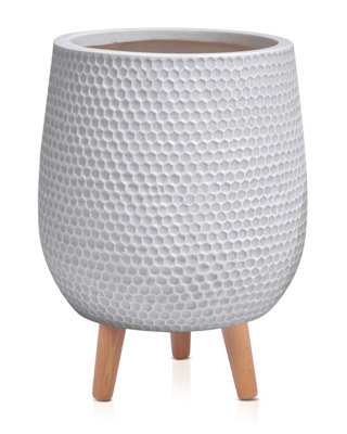 Idealist™ (Dia) 26Cm White Reinforced Stone Flower PotRound Planter On LegsIndoor Plant Pot D26 H43 Cm15 from B&Q